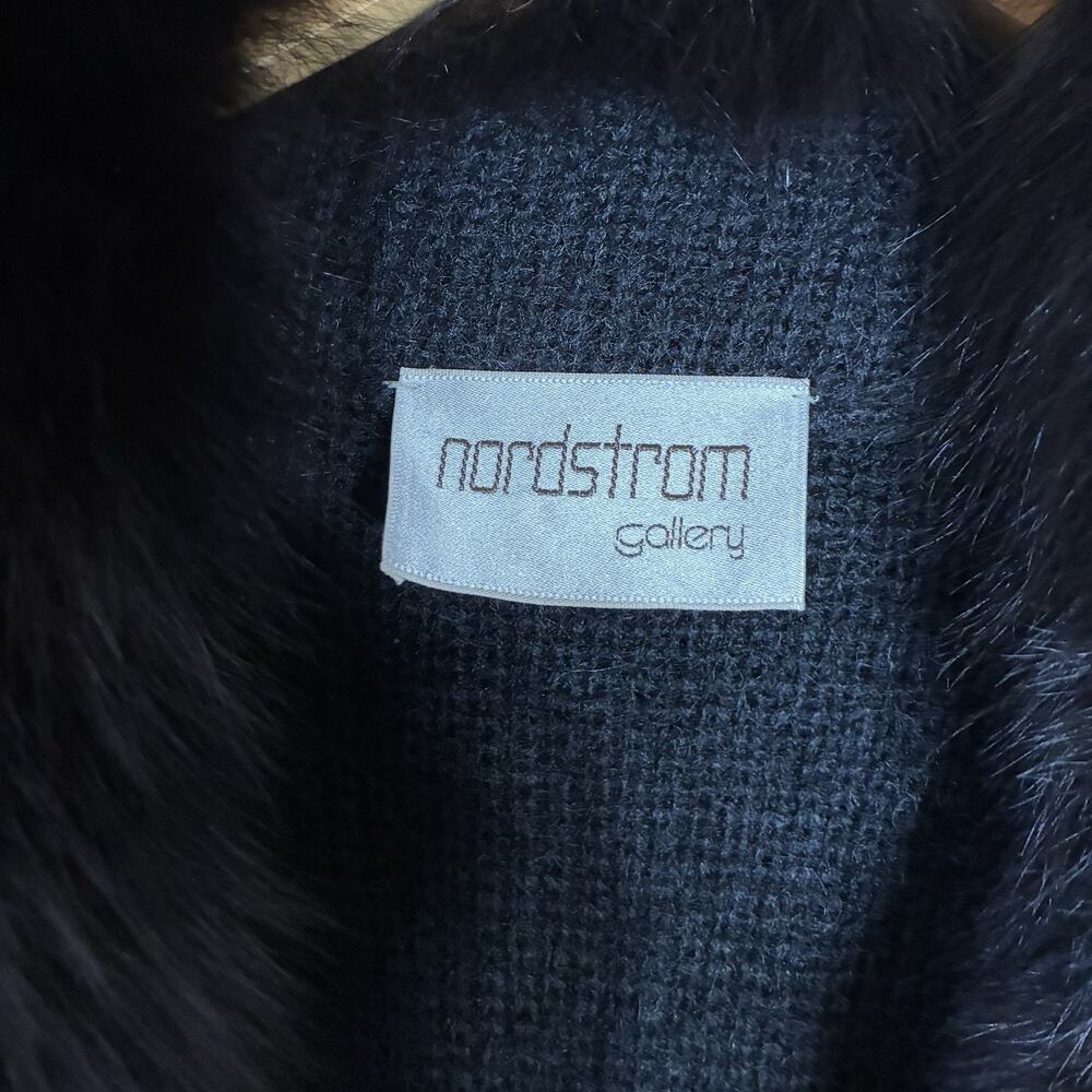 Nordstrom Gallery Designs By Rachelle Mohair Sweater Jacket Fox Fur Trim Size M - Picture 4 of 11